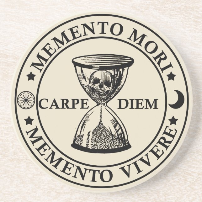 Latin Phrase - Seize the Day - Memento Mori Coaster (Front)