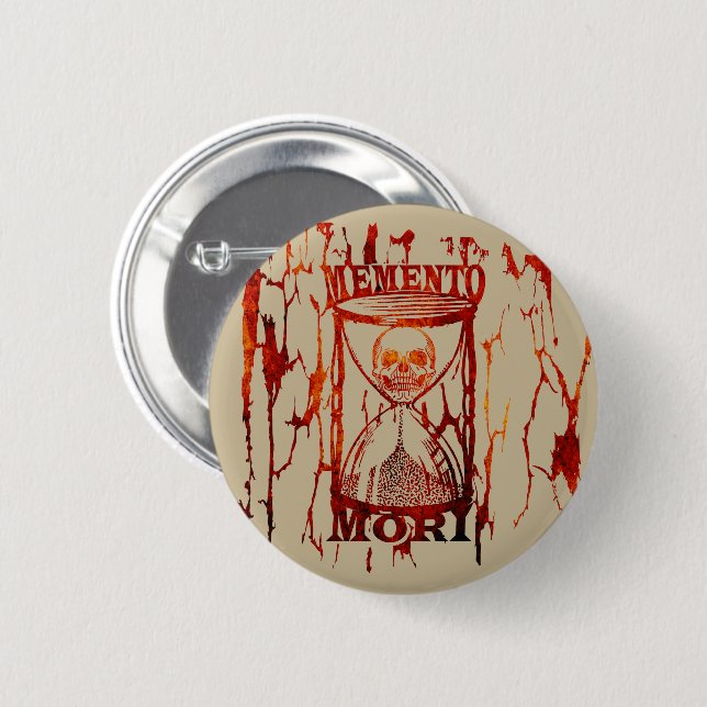 Latin Phrase - Seize the Day - Memento Mori Skull  Button (Front & Back)
