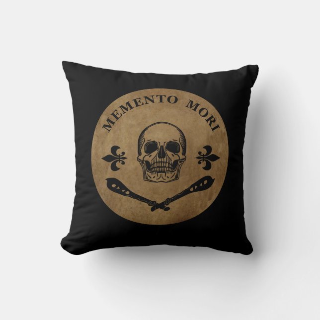Latin Phrase - Seize the Day - Memento Mori Skull Throw Pillow (Front)