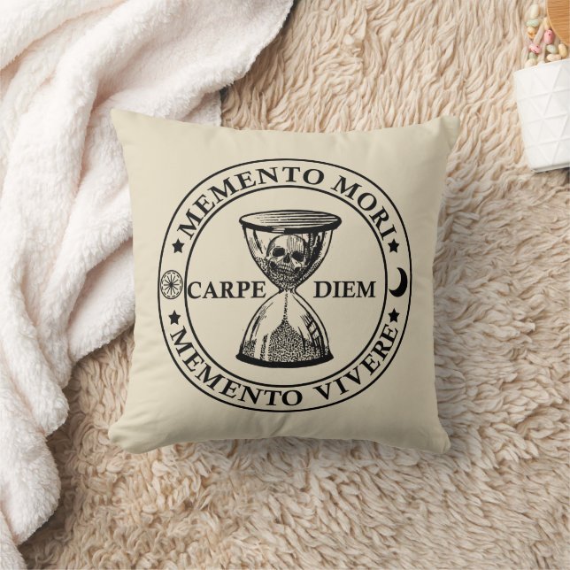 Latin Phrase - Seize the Day - Memento Mori Throw Pillow (Blanket)