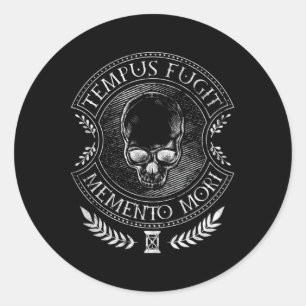 Latin Sayings Tempus Fugit Meto Mori Classic Round Sticker