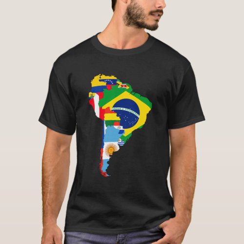 Latin South America Continent Map Flags T_Shirt