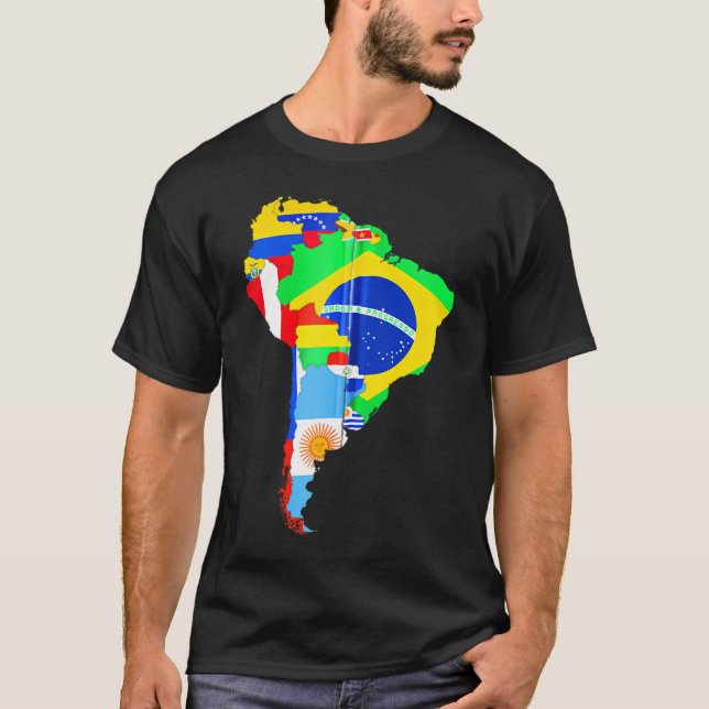 Latin South America Continent Map Flags         T-Shirt (Front)