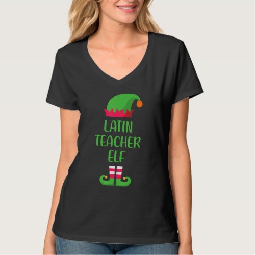 Latin Teacher Elf Christmas Family Matching Group T_Shirt