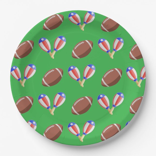 Latin-themed Football Paper Plates (Front)