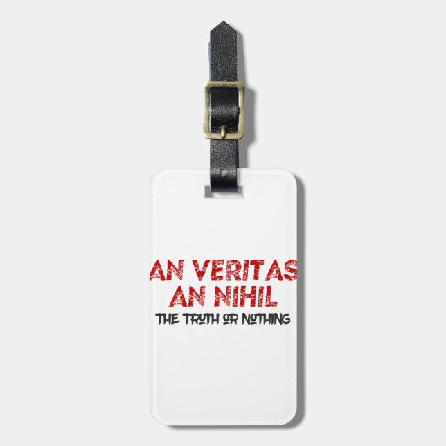 Latin Truth Quote Luggage Tag (Front Vertical)
