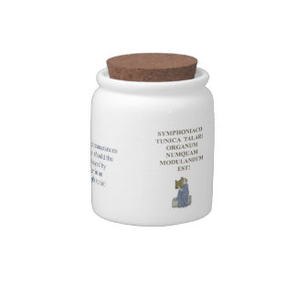 Latin warning to organists candy jar