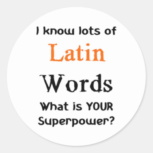 latin words classic round sticker
