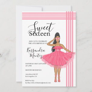 Latina Babe Pink Sweet 16th Invitation