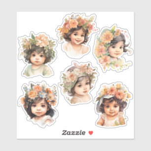 Latina Baby Face Florals Vintage Antique Journal Sticker