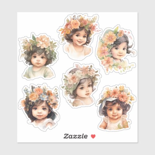 Latina Baby Face Florals Vintage Antique Journal Sticker