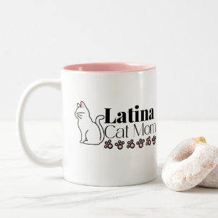 Latina Cat Mom with Kitty Paws Two-Tone Coffee Mug