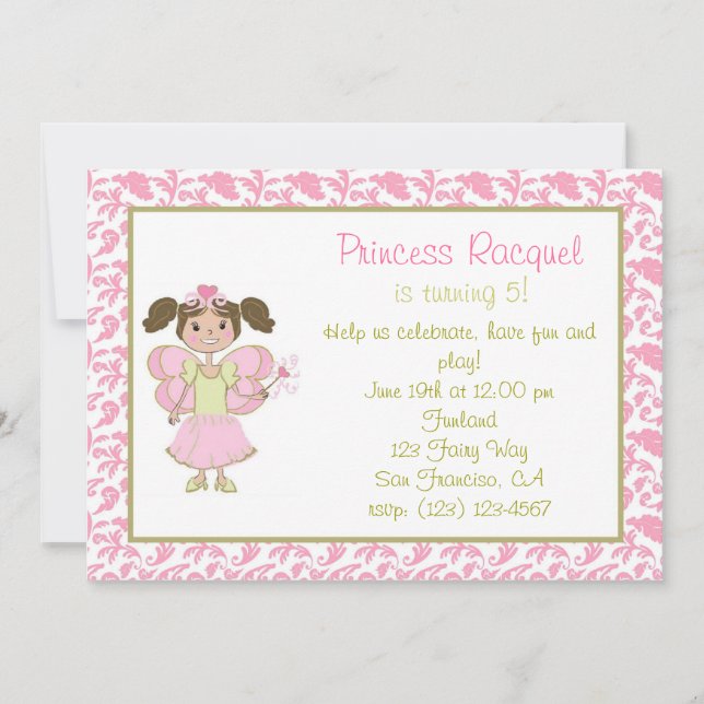 Latina Fairy Princess Invitation (Front)