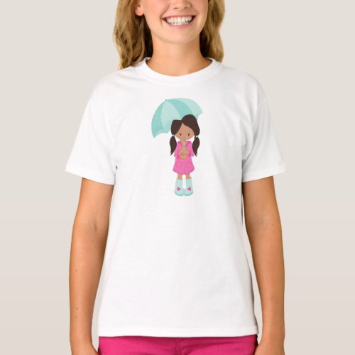 Latina Girl Girl In Raincoat Girl With Umbrella T_Shirt