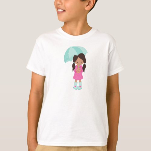 Latina Girl Girl In Raincoat Girl With Umbrella T_Shirt