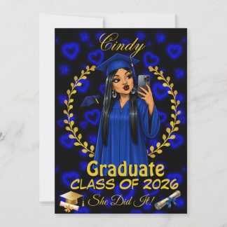 Latina Graduation Invite Class of Blue Gold Evite