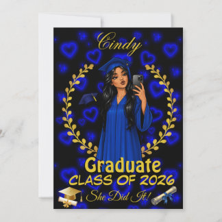 Latina Graduation Invite Class of Blue Gold Evite