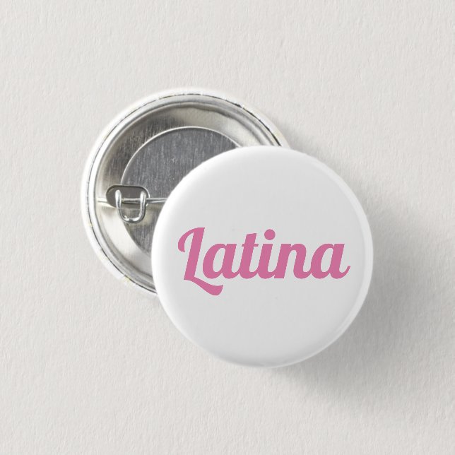 Latina pink and white custom script text cute button (Front & Back)