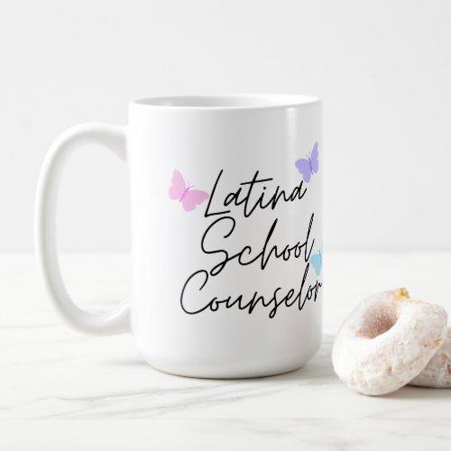 Latina School Counselor with Pastel Butterflies Coffee Mug