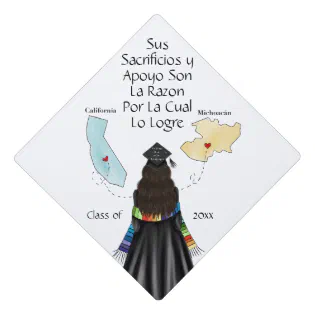 Latina with Two States Custom Quote Graduation Cap Topper
