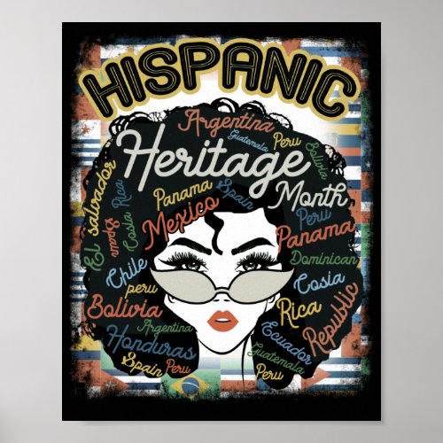 Latina Woman Art Hispanic Heritage Month Latin Poster