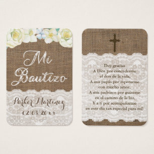 Latino Baptism Favor Tag Recuerdo de Bautizo Card