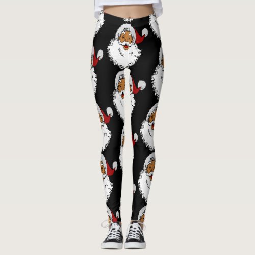 latino biracial santa claus christmas leggings