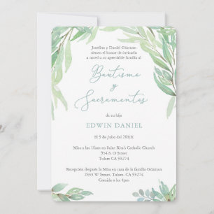 Latino Boy Baptism & Sacraments Ceremony Party Invitation