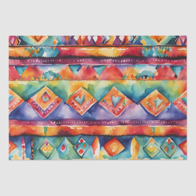 Latino Bright Watercolor Blanket pattern decoupage Tissue Paper (Front)