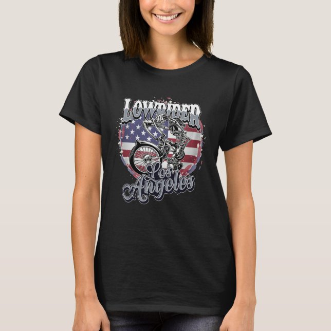 Latino Cholo Bike With Japan Flag Los Angeles Lowr T-Shirt (Front)