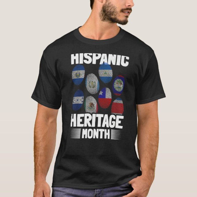 Latino Countries Fingerprint Pride Hispanic Herita T-Shirt (Front)