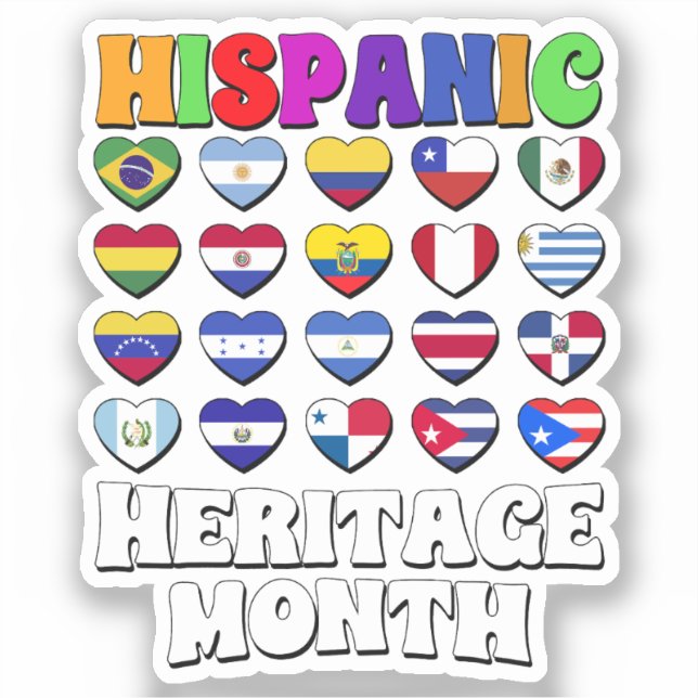 Latino Countries Flags Heart, Happy Celebration  Sticker (Front)