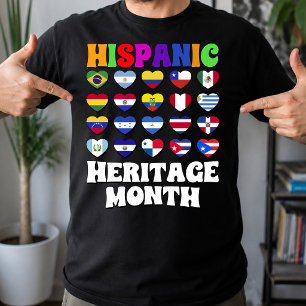 Latino Countries Flags Heart, Happy Celebration T-Shirt