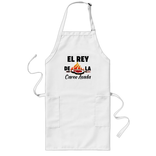 Latino Dad El Rey de la Carne Asada  Long Apron (Front)