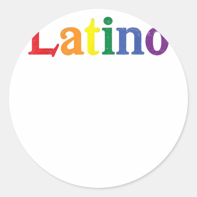 Latino Gay LGBT Distressed Rainbow Design  Classic Round Sticker (Front)