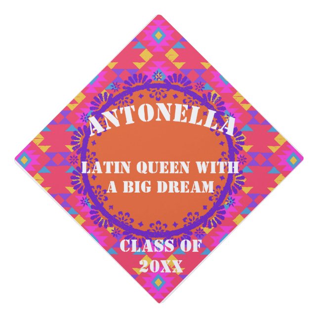 Latino Papel Picado Spanish Graduate Tassel Topper (Front)