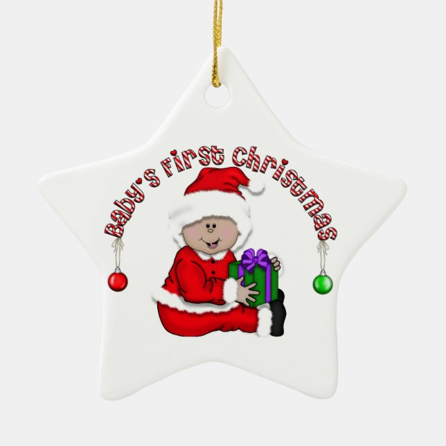 Latino Santa  Baby 1st Christmas Ornament (Front)