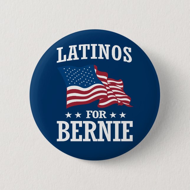 LATINOS FOR BERNIE SANDERS PINBACK BUTTON (Front)