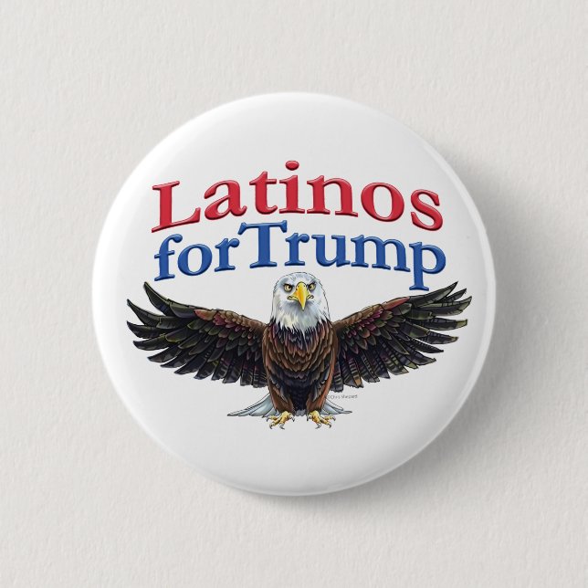 Latinos for Trump Red, White & Blue Eagle Button (Front)