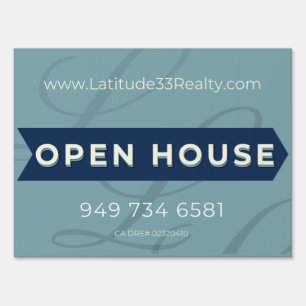 Latitude33 Open House Teal L Yard Sign
