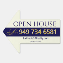 Latitude 33 real estate open house arrow