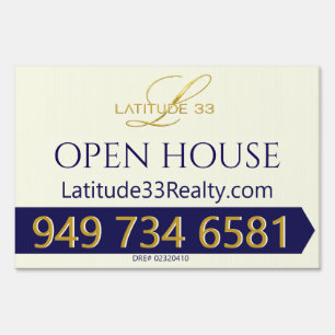 Latitude 33 real estate open house rectangle sign