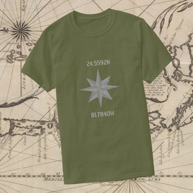 Latitude and Longitude with Nautical Wheel T-Shirt (Creator Uploaded)
