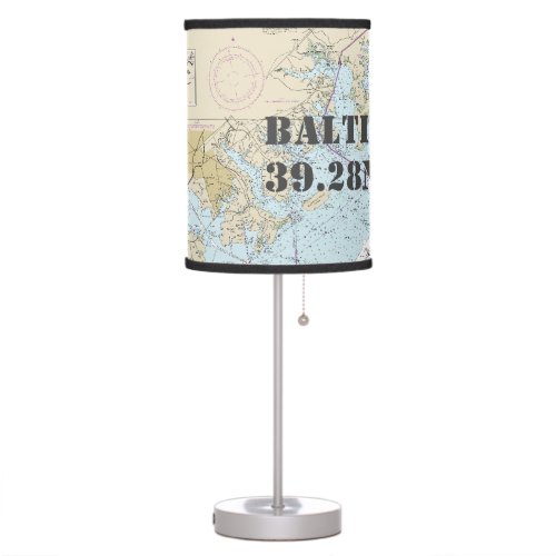 Latitude  Longitude Baltimore Maryland Chart Table Lamp