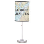 Latitude & Longitude Baltimore Maryland Chart Table Lamp (Front)