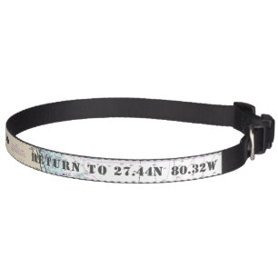 Latitude Longitude Fort Piere FL Area Nautical Pet Collar