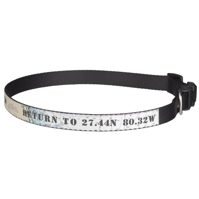 Latitude Longitude Fort Piere FL Area Nautical Pet Collar (Right)