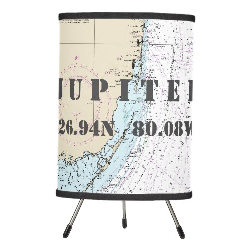 Latitude  Longitude Jupiter Florida Chart Table Tripod Lamp