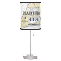 Latitude &amp; Longitude Martha's Vineyard Chart Table Table Lamp