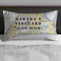 Latitude Longitude Martha's Vineyard Nautical Pillow Case